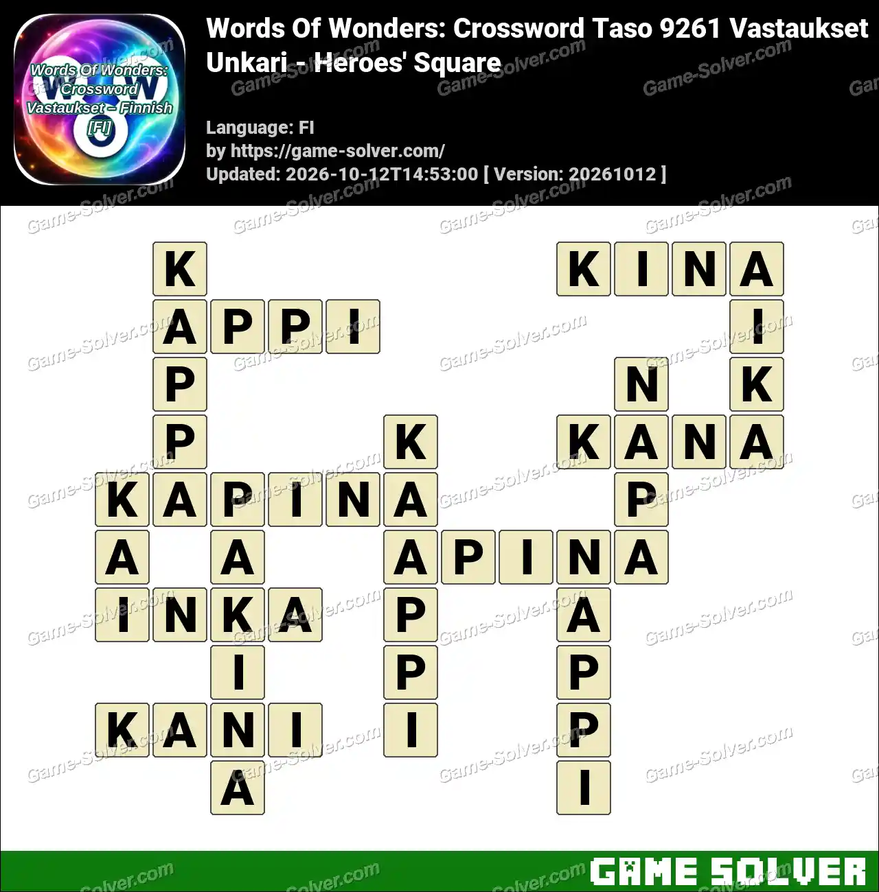 Words Of Wonders: Crossword Taso 9261 Vastaukset – Unkari – Heroes’ Square